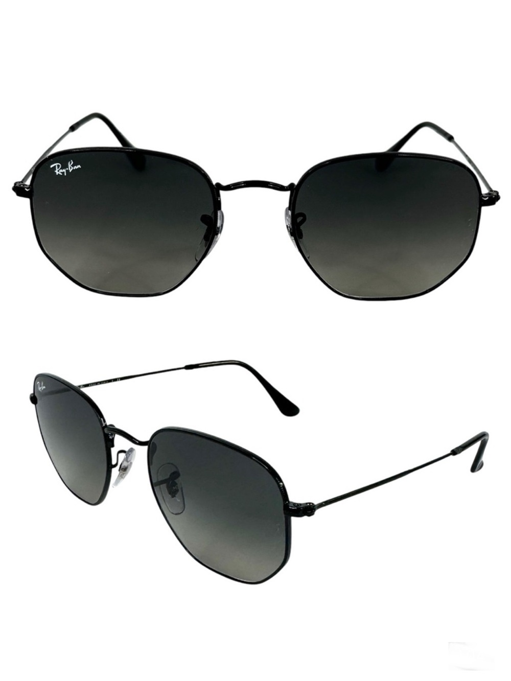 RAY-BAN RB3548 Sunglasses NEW Hexagonal Flat Lenses Black Made In Italy